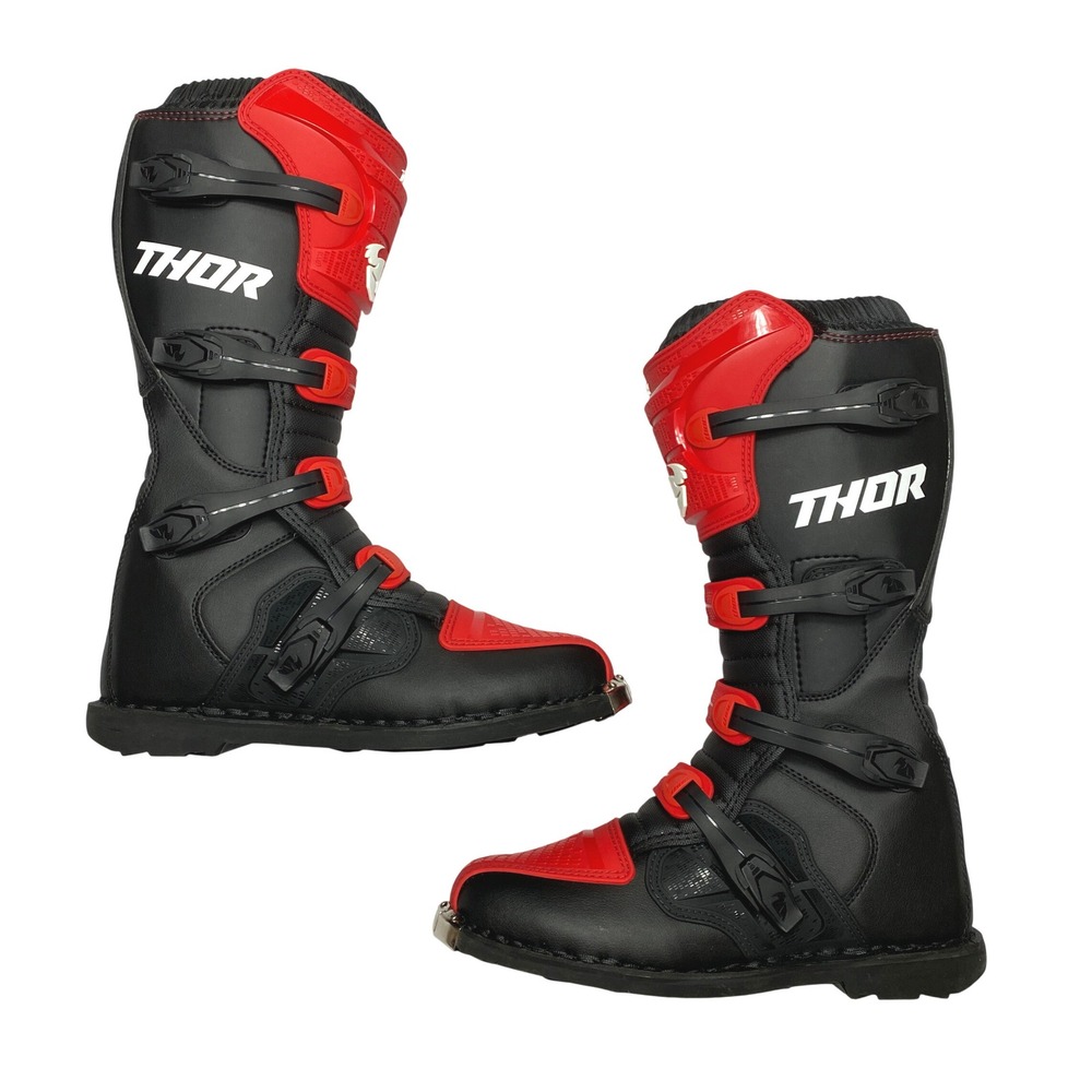 Thor Blitz XP MX Boots Mens 14 Black Red Motocross Off-Road Dirt Bike Racing